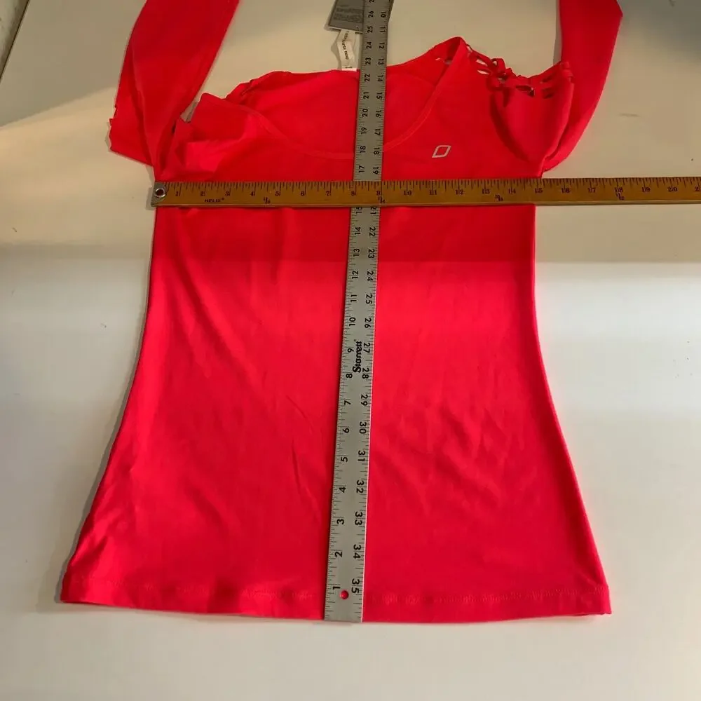 Lorna Jane Top Womens S Small Cupid Red Madrid Lasercut Long Sleeve Excel Shirt